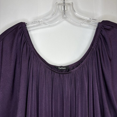 VINTAGE TATTOO Y2K EGGPLANT PURPLE SATIN TUNIC BLOUSE MEDIUM - photo 2