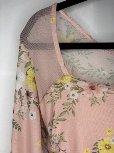 GUESS Los Angeles Marcy Floral Printed Stretch Mesh Blouse XL - photo 4