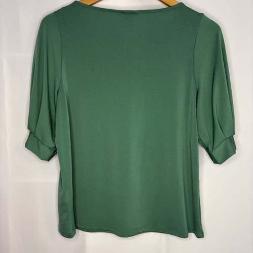Two H&M Work Blouses Tops, Periwinkle Blue & Emerald Green Size - photo 5