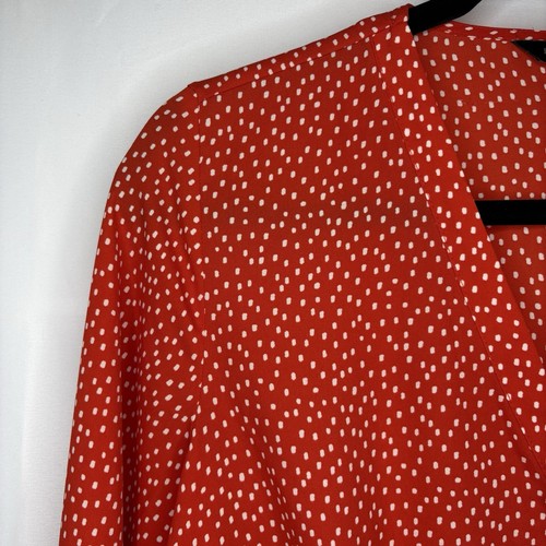 BANANA REPUBLIC WOMENS BLOUSE Red & White V-Neck, Size Med - photo 4
