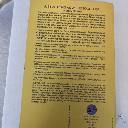 VINTAGE JUDY BLUME YOUNG ADULT BOOK Just As Long As We’re Togeth - photo 2