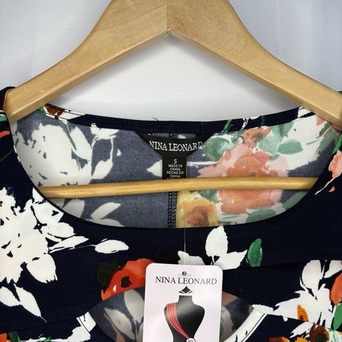 NWT Nina Leonard Women’s Dress With Side Pockets, Navy & Multico - photo 5