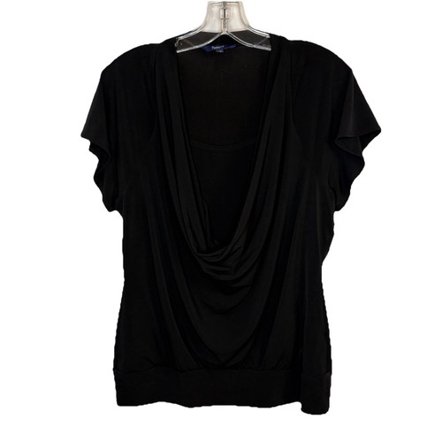 VINTAGE REITMANS Y2K Tunic Blouse Short Sleeve Black Size Large