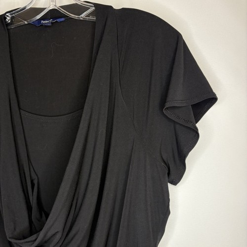 VINTAGE REITMANS Y2K Tunic Blouse Short Sleeve Black Size Large - photo 2