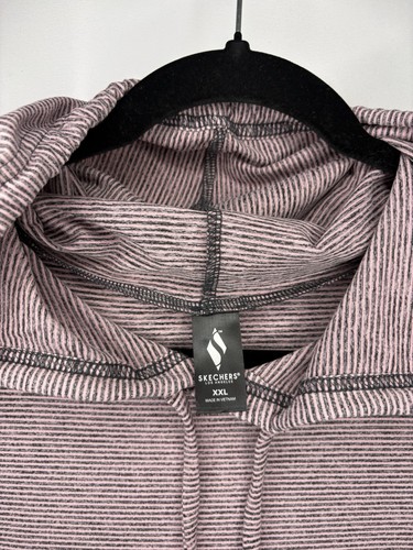 SKECHERS Women's Striped Lightweight Hoodie Pink & Grey XXL - photo 3