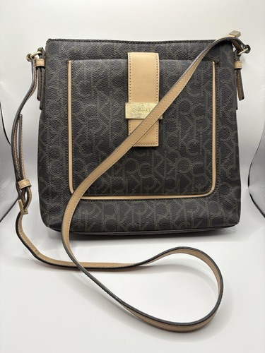 Calvin Klein Cross Body Brown & Beige Monogram Purse