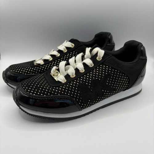 Michael Kors Girls Black & Gold Running Sneakers Size 3