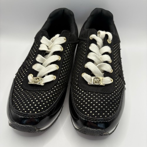 Michael Kors Girls Black & Gold Running Sneakers Size 3 - photo 3