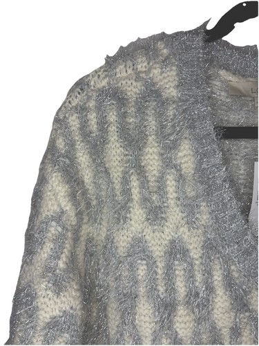 LOFT NWT Women's Size Medium Ivory & Silver Metallic Sweater - photo 3