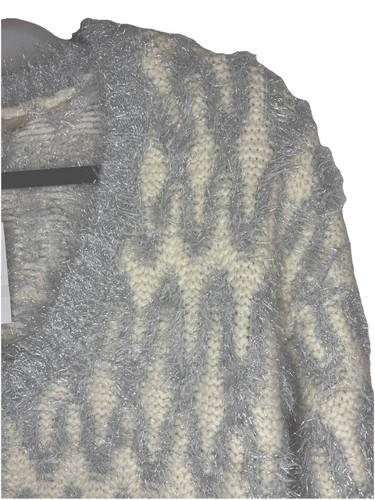 LOFT NWT Women's Size Medium Ivory & Silver Metallic Sweater - photo 4