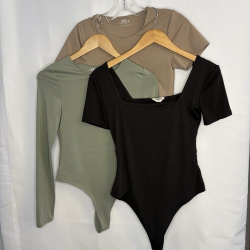 Three Women’s Bodysuit Snap Crotch Tops, Extra Slim Fit