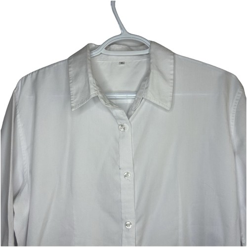 Women’s White Button Up Collared Uniform Blouse/Shirt XL
