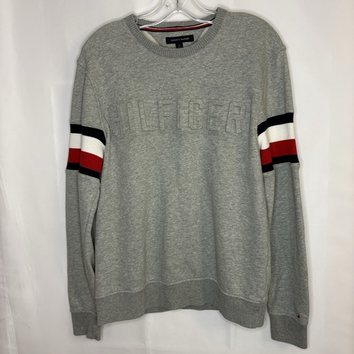 Tommy Hilfiger Men’s Grey Embossed Crew Neck Sweatshirt - M