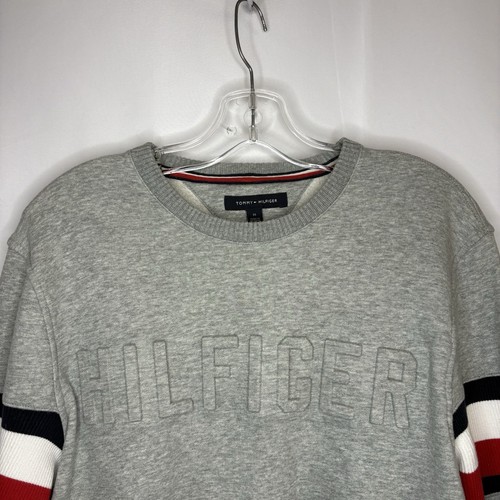Tommy Hilfiger Men’s Grey Embossed Crew Neck Sweatshirt - M - photo 2