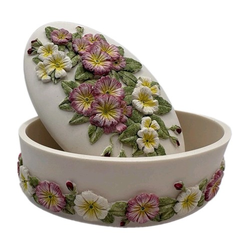 VINTAGE WILLOW HALL “April” Primrose Floral Porcelain Trinket Bo