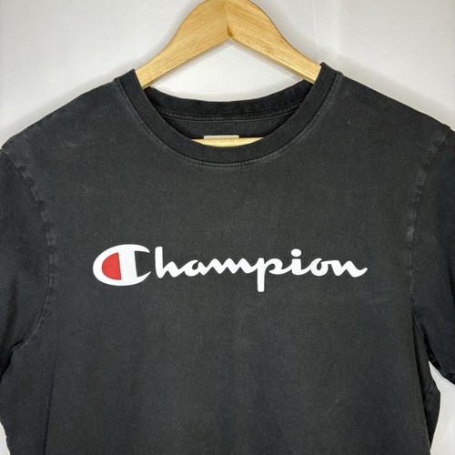 Men’s Champion 100% Cotton Black White Logo T-Shirt Medium - photo 2
