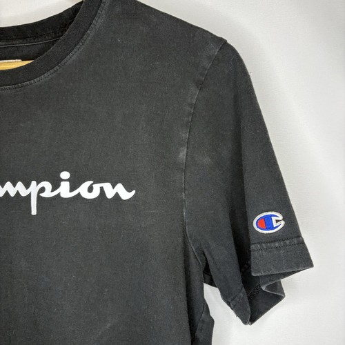 Men’s Champion 100% Cotton Black White Logo T-Shirt Medium - photo 4