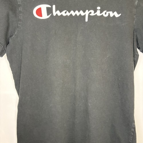 Men’s Champion 100% Cotton Black White Logo T-Shirt Medium - photo 5