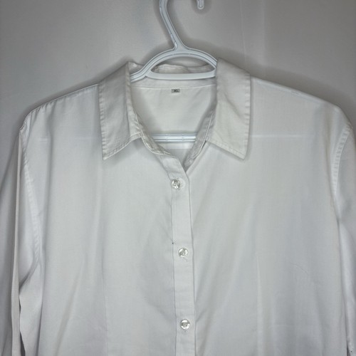 Women’s White Button Up Collared Uniform Blouse/Shirt 3/4 Sleeve - photo 2