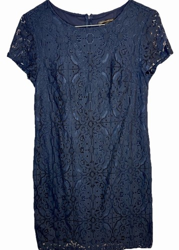 BANANA REPUBLIC Women’s Navy Lace Bodycon Lined Dress Size 8 - photo 3