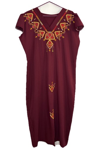 Unbranded Embroidered Maroon Batik Tunic Dress Size XXL