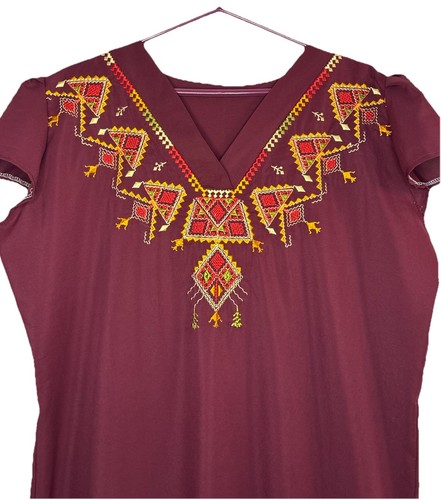 Unbranded Embroidered Maroon Batik Tunic Dress Size XXL - photo 2