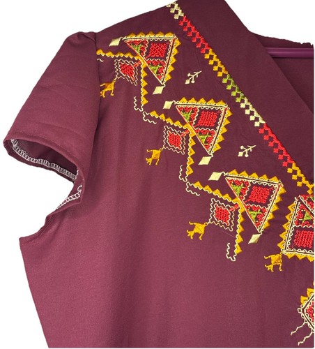 Unbranded Embroidered Maroon Batik Tunic Dress Size XXL - photo 3