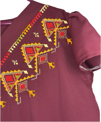 Unbranded Embroidered Maroon Batik Tunic Dress Size XXL - photo 5