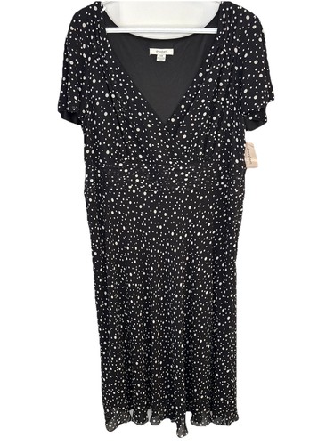 NWT DRESSBARN Women’s Midi Black & White Polka Dot Dress 16W