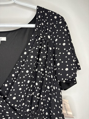 NWT DRESSBARN Women’s Midi Black & White Polka Dot Dress 16W - photo 5