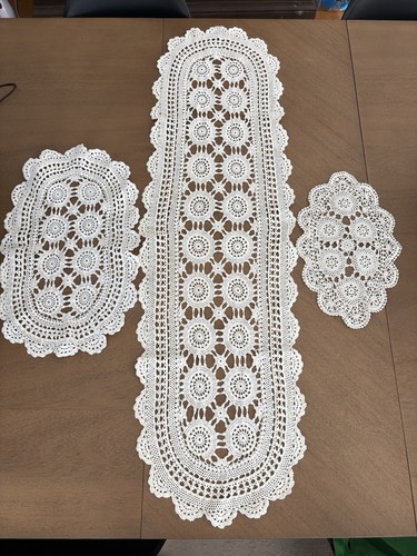 VINTAGE Set of 3 HANDMADE Table/Dresser Runner Doilies