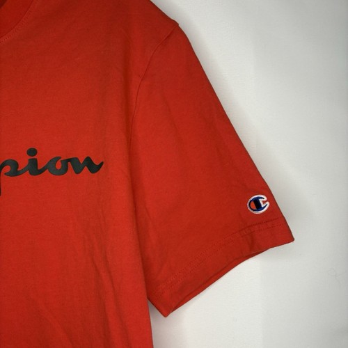 Champion Men’s Cotton Tee Shirt, Red w. Navy Logo Size Med - photo 5