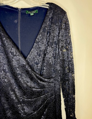 LAUREN RALPH LAUREN Women’s Lace Long Sleeve Wrap Dress Sz 10 - photo 3