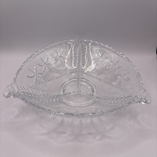Vintage Duncan & Miller Lead Three Feathers Divided Glass Bowl - photo 2