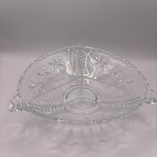 Vintage Duncan & Miller Lead Three Feathers Divided Glass Bowl - photo 3