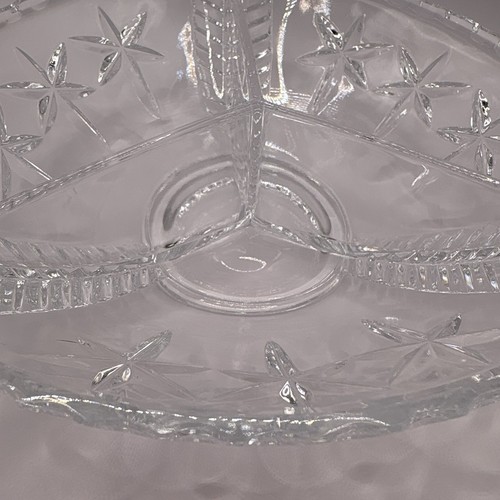 Vintage Duncan & Miller Lead Three Feathers Divided Glass Bowl - photo 5