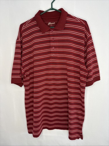 Penmans Men’s Red Striped Cotton Polo Short Sleeve Shirt Size La