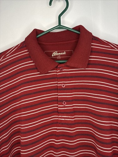Penmans Men’s Red Striped Cotton Polo Short Sleeve Shirt Size La - photo 2