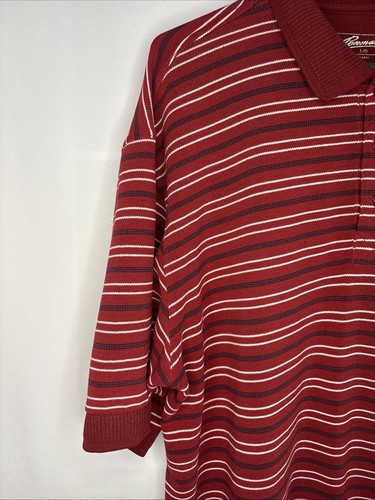 Penmans Men’s Red Striped Cotton Polo Short Sleeve Shirt Size La - photo 3