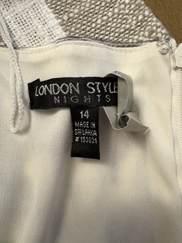 LONDON STYLE NIGHTS Satin Bodycon Tiered Beige Dress Size 14 - photo 3