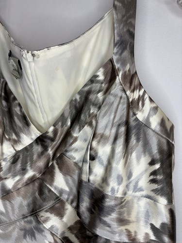 LONDON STYLE NIGHTS Satin Bodycon Tiered Beige Dress Size 14 - photo 5