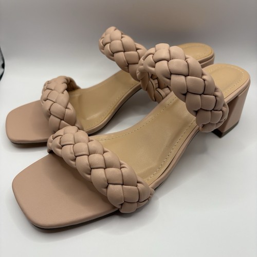 CUSHIONAIRE Women's Pink Braided Low Block Heel Sandals 8.5W - photo 4