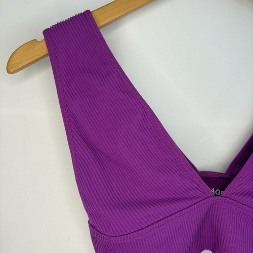 Women’s Ribbed Athletic Crop Tops: Pink (M) and Purple (S) - photo 3