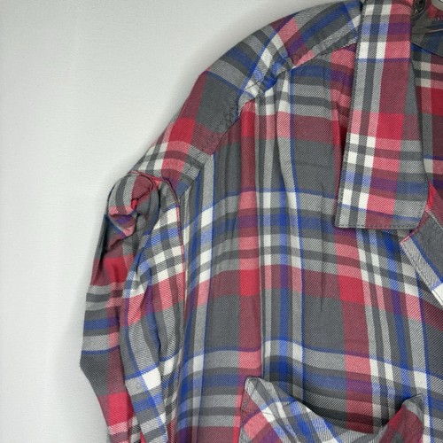 JACHS GIRLFRIEND Plaid Short Sleeve Button Blouse Pink XL - photo 4