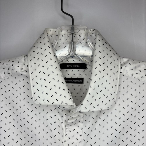 RW&CO Men’s Slim Fit White & Navy Dress Shirt Size S - photo 5