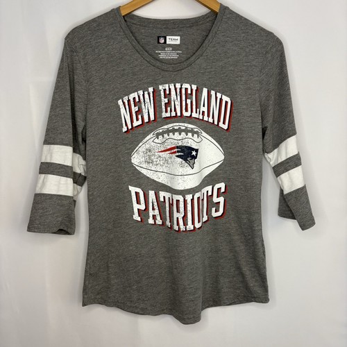 Women's New England Patriots Grey Cotton Shirt 3/4 Sleeve Medium