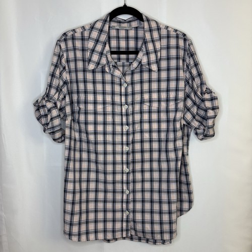 Vintage Lee Riders Women's Blouse Size 1X Pink/Blue Plaid - photo 2