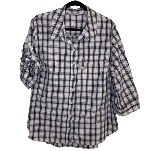 Vintage Lee Riders Women's Blouse Size 1X Pink/Blue Plaid - photo 3