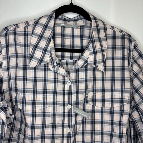 Vintage Lee Riders Women's Blouse Size 1X Pink/Blue Plaid - photo 4