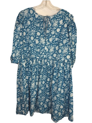 BulliBucci Plus Size 2XL Women’s Sundress Light Blue & White Flo
